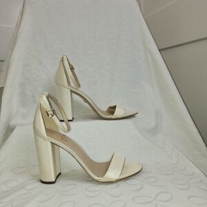 New Sam Edelman Yaro Ivory Satin Block Heel Sandal 10 W Event Wedding Formal